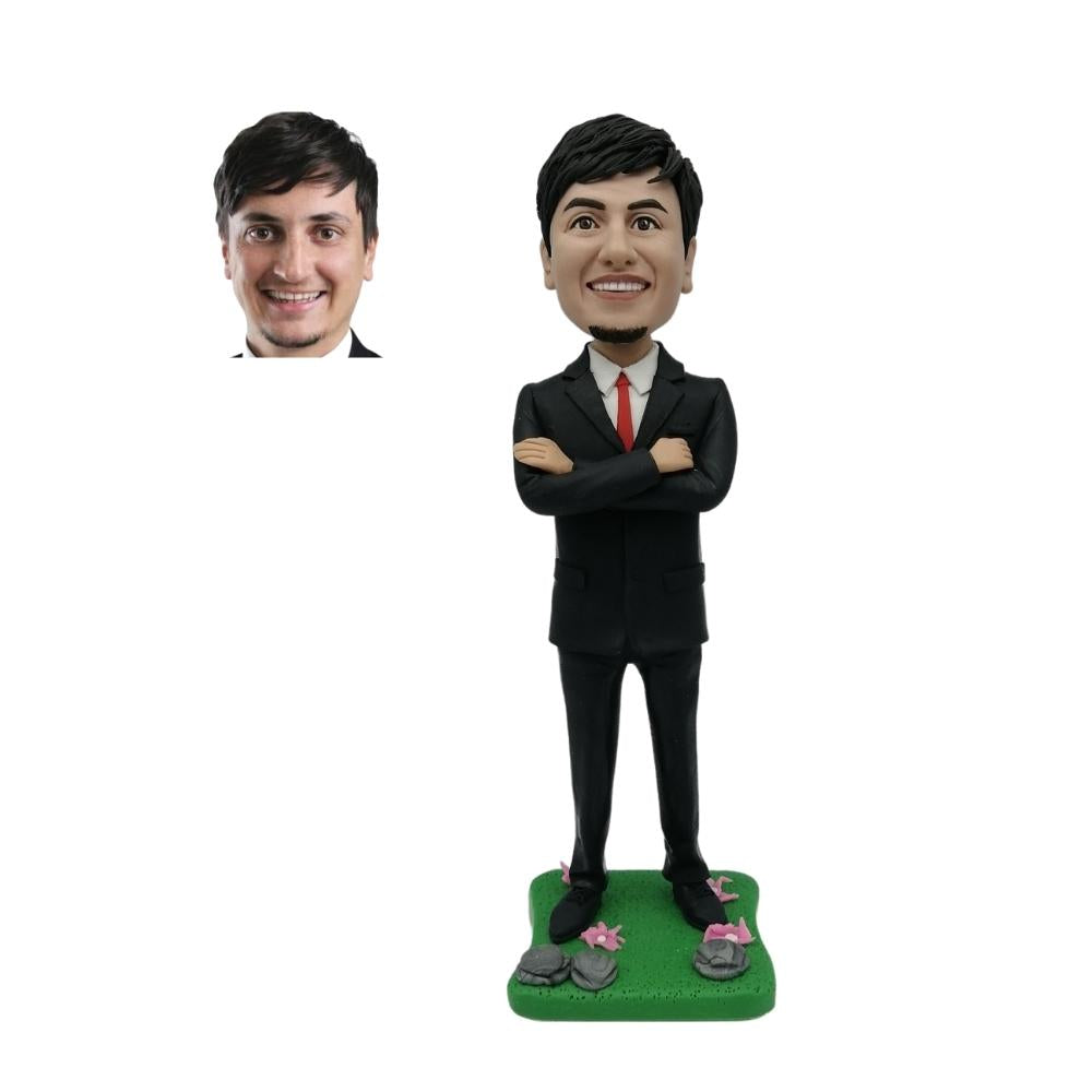 Male Executive In Red Tie Custom Bobblehead