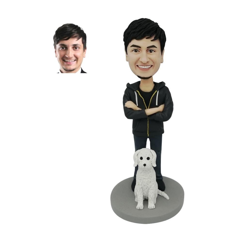 Custom bobblehead of a male and your dog